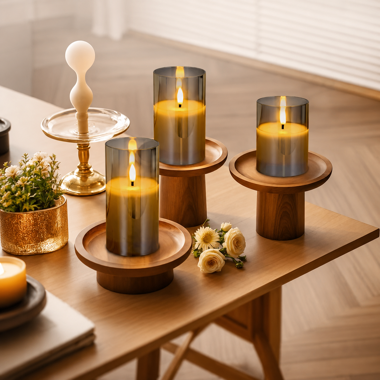 Real Flame Flameless LED Candles with Remote 3 - Pack.